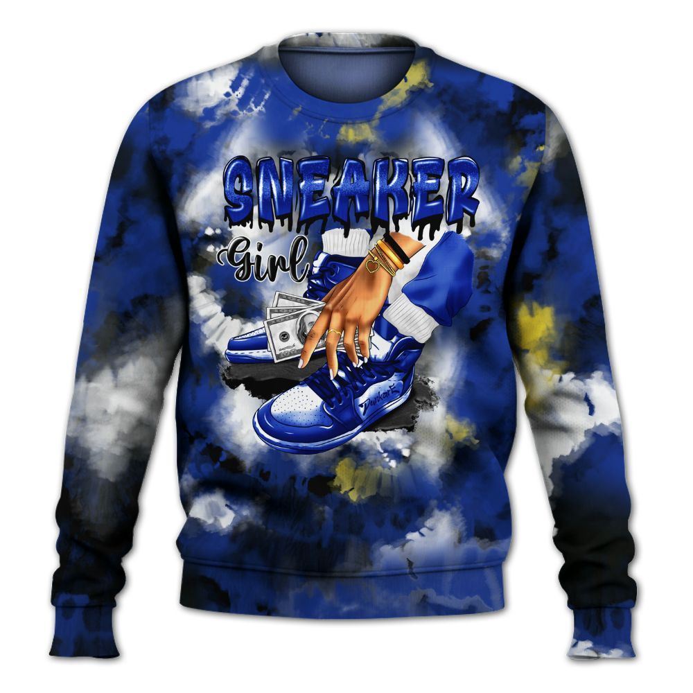 Sweatshirt To Match Laney 14s - SNEAKER Girl Money Drip Tie Dye All Over Print