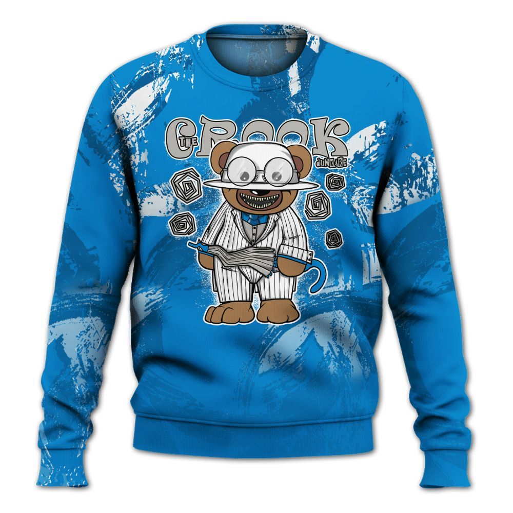 Sweatshirt To Match Military Blue 4s - Swindler Bear Circle Slpash All Over Print
