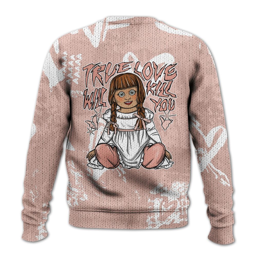 Knitted Sweater To Match Low Legend Pink 11s - Genuine Loves Bear Heart Grunge