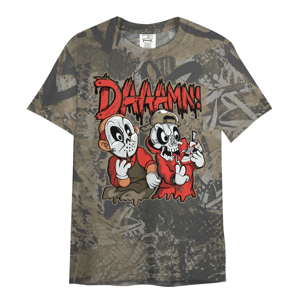 Shirt To Match Olive 9s - Damn Shoe Graphic Heart Grunge All Over Print