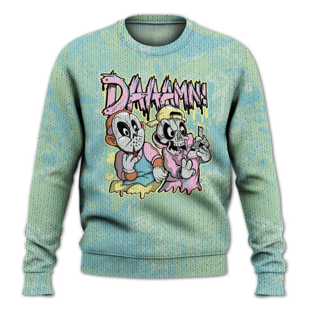 Knitted Sweater To Match SB Dunk Low Visty - Damn Shoe Graphic Heart Grunge