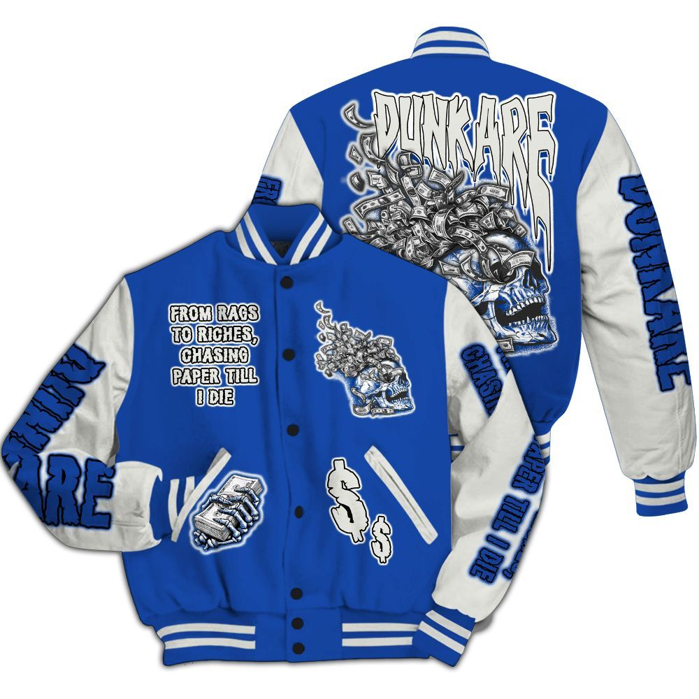 Varsity Jacket To Match Dunk High Racer Blue - From Rags To Riches All Over Print