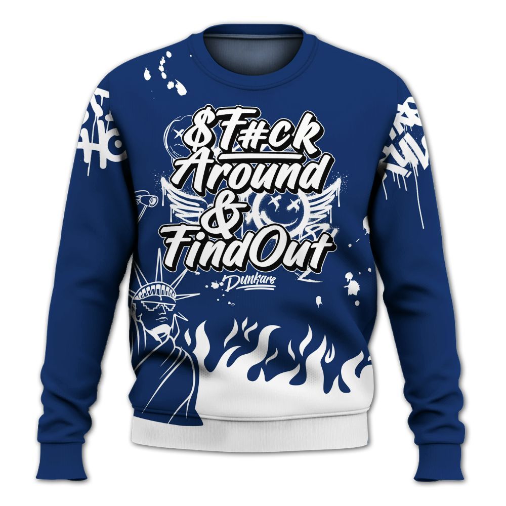 Sweatshirt To Match High OG Deep Royal Blue 1s - Graphic Fck Around Find Out All Over Print