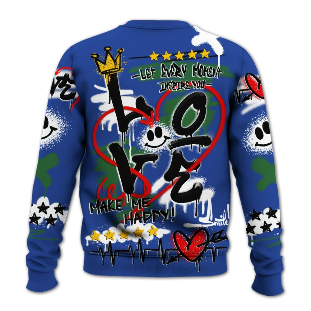 Sweatshirt To Match Dunk Low Tennis Classic - Happy Love Beats Graffiti Streetwear All Over Print