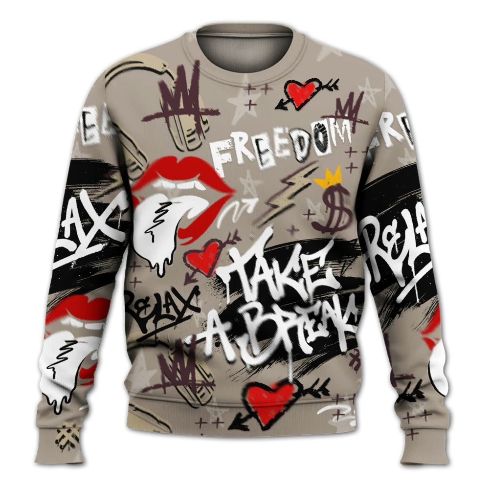 Sweatshirt To Match AMM Retro Phantom 4s - Take Break Freedom Graffiti Streetwear All Over Print