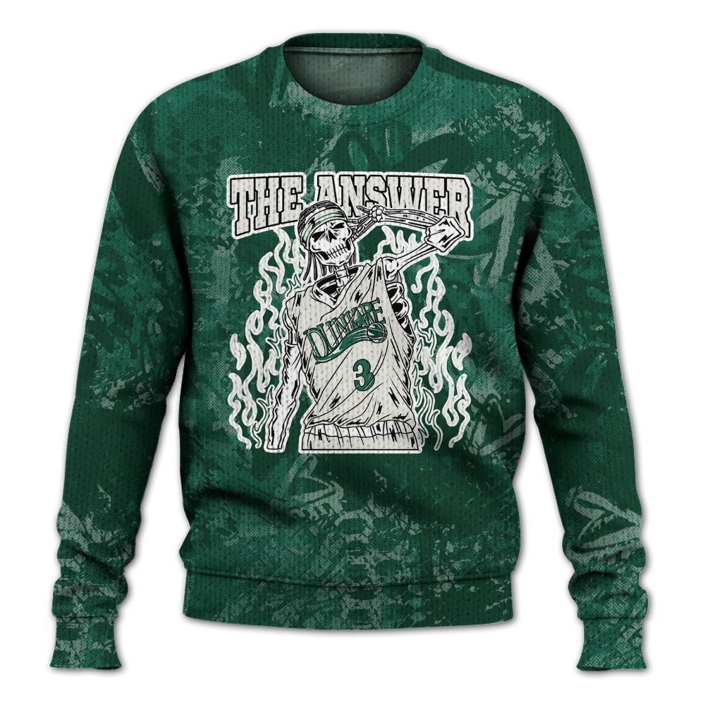 Knitted Sweater To Match Oxidized Green 4s - Allen Answer Skeleton Heart