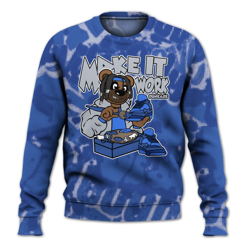 Sweatshirt To Match Air Foamposite One Royal - Pull It Off Bear Street All Over Print