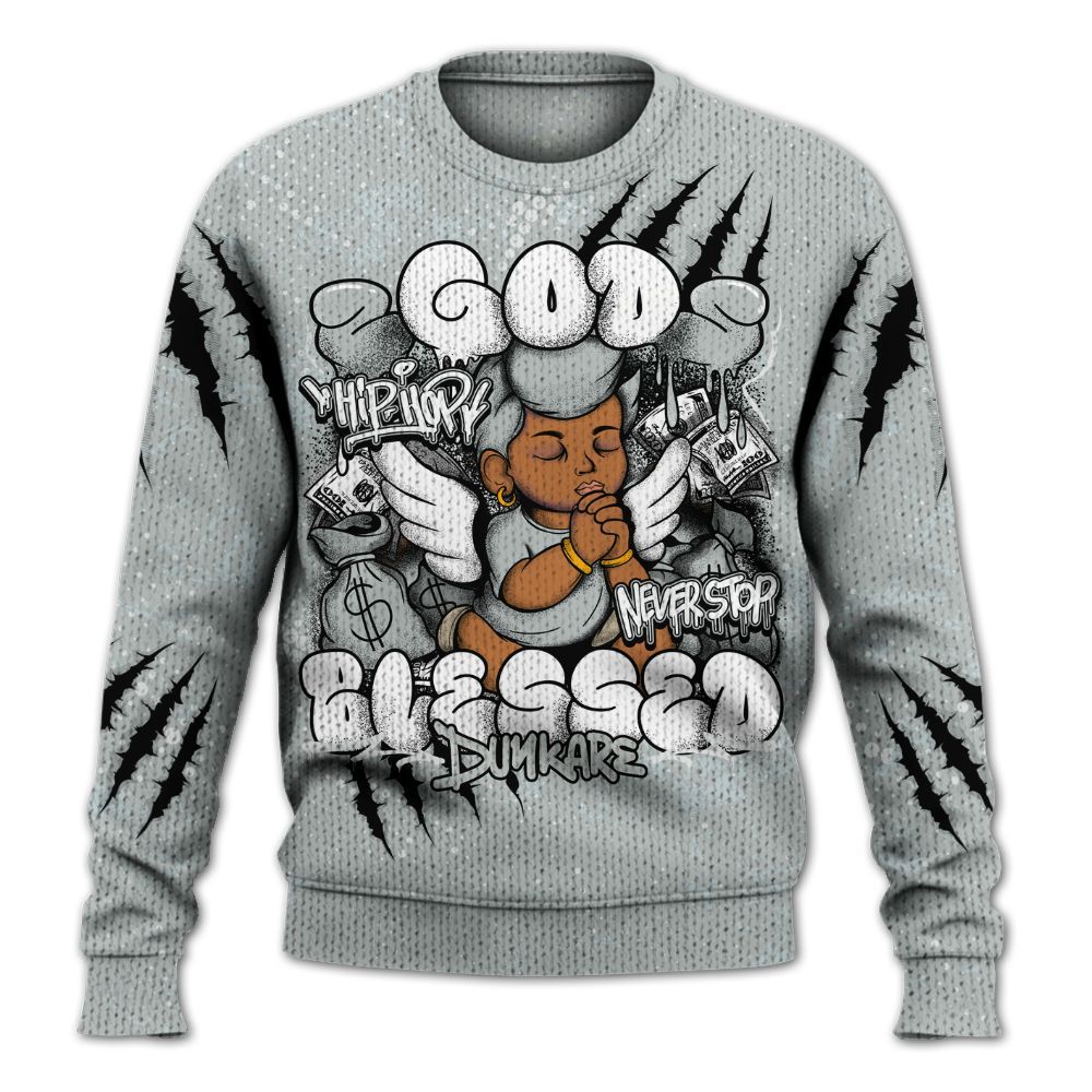 Sweater To Match Black Wolf Grey 12s - God Blessed Graphic