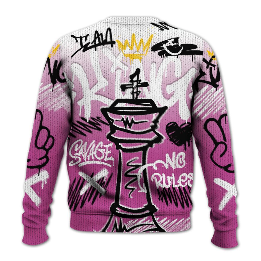 Knitted Sweater To Match Dunk Low Active Fuchsia - Street King Chess Streetwear
