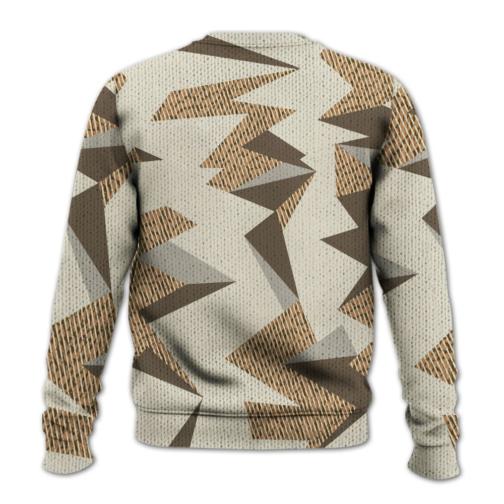Knitted Sweater To Match Orewood Brown 3s - Geometric Camouflage Pattern