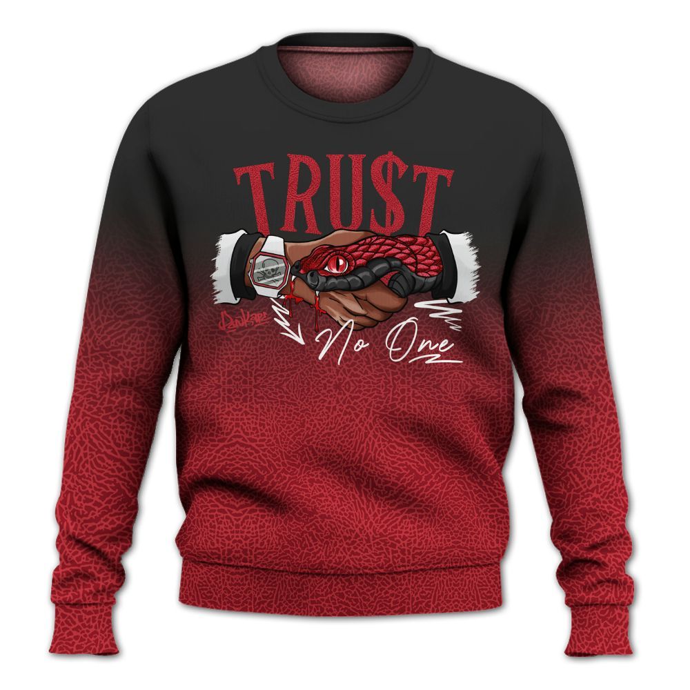Sweatshirt To Match High OG Varsity Red 1s - Snake Trust No One Drip All Over Print