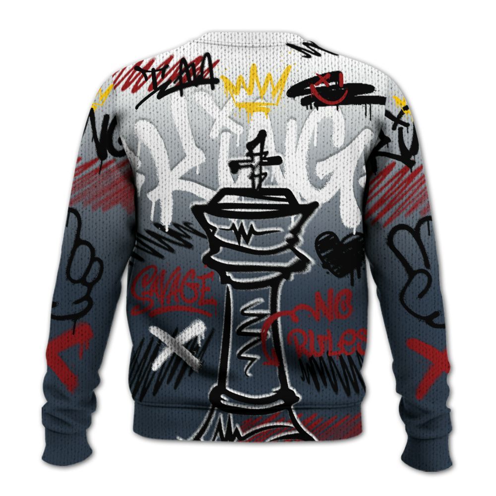 Knitted Sweater To Match Retro Olympic 6s - Street King Chess Streetwear
