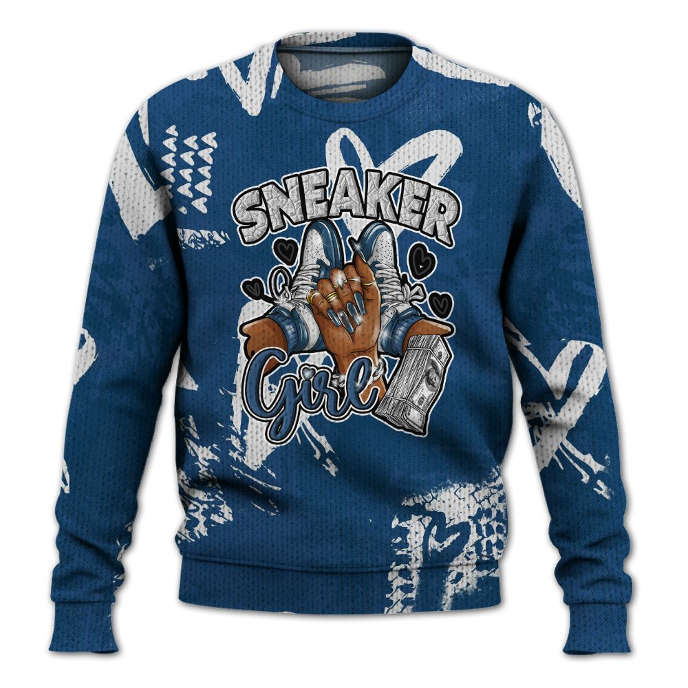 Knitted Sweater To Match High OG Midnight Navy 1s - Sneakerz Girlz Heart Grunge
