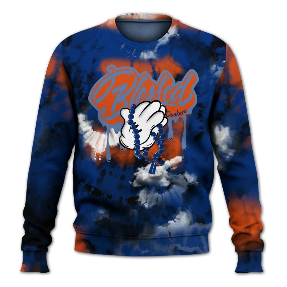 Sweatshirt To Match Mid Knicks 1s - God Blessed Tie Dye All Over Print