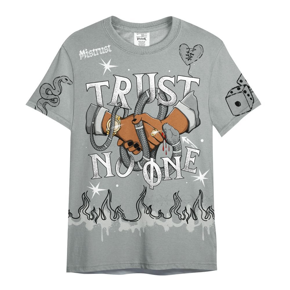 Shirt To Match Dunk Low White Light Smoke Grey - Trust No One Snake-Bite Doodle Crayon All Over Print