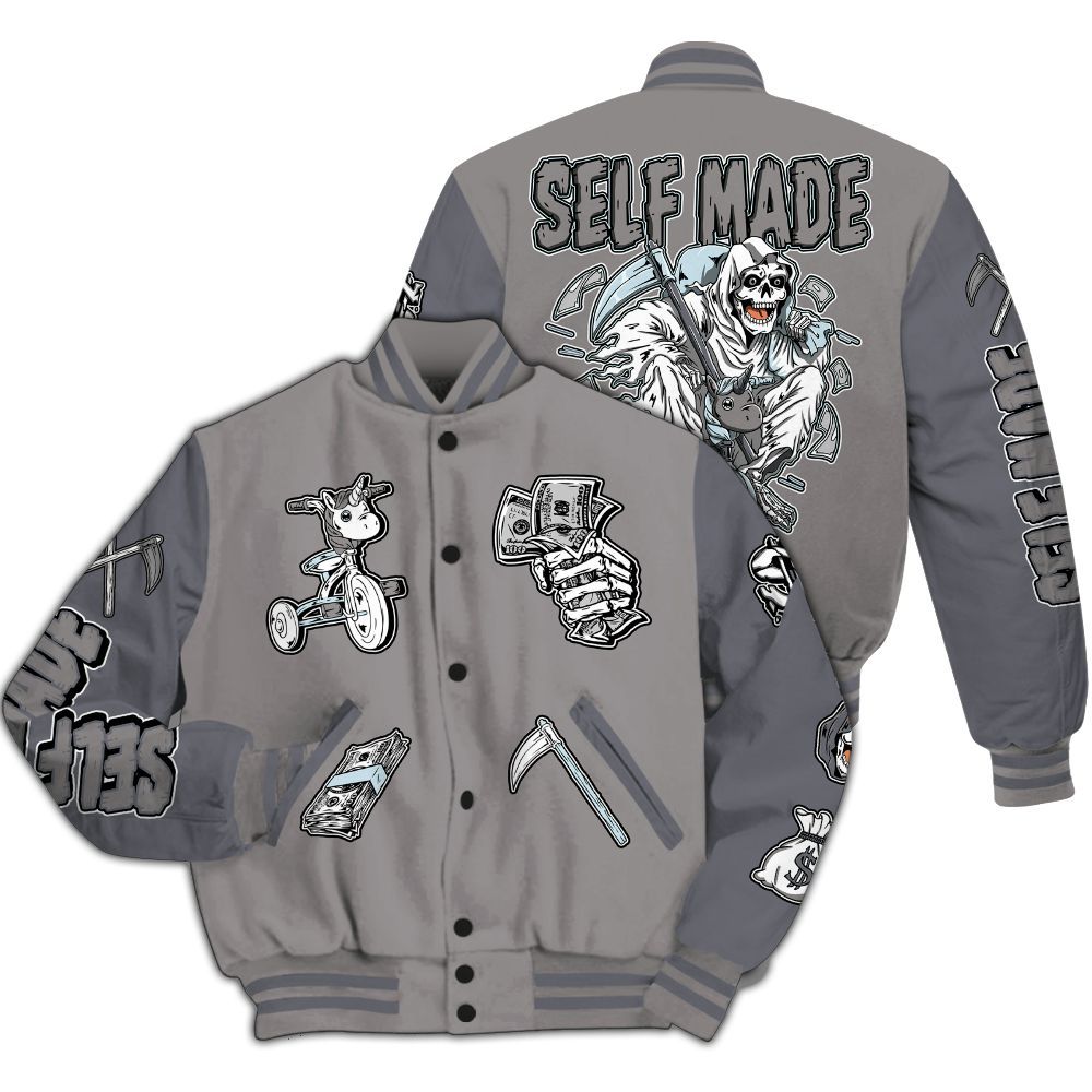 Varsity Jacket To Match Cool Grey 11s - Self Make Skeleton All Over Print