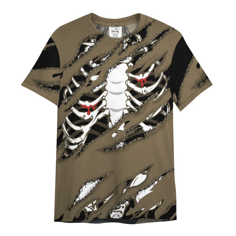 Shirt To Match Olive 9s - GOT 'EM Skeleton Scratch All Over Print