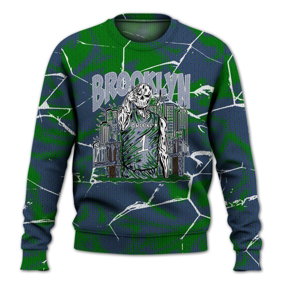 Knitted Sweater To Match Midnight Navy 13s - Brooklyn's Skeleton Crack