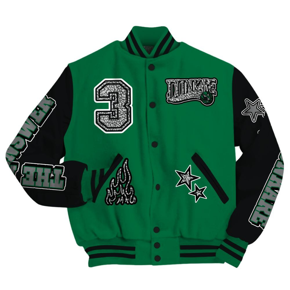 Varsity Jacket To Match Pine Green 3s - Allen Answer Skeleton All Over Print