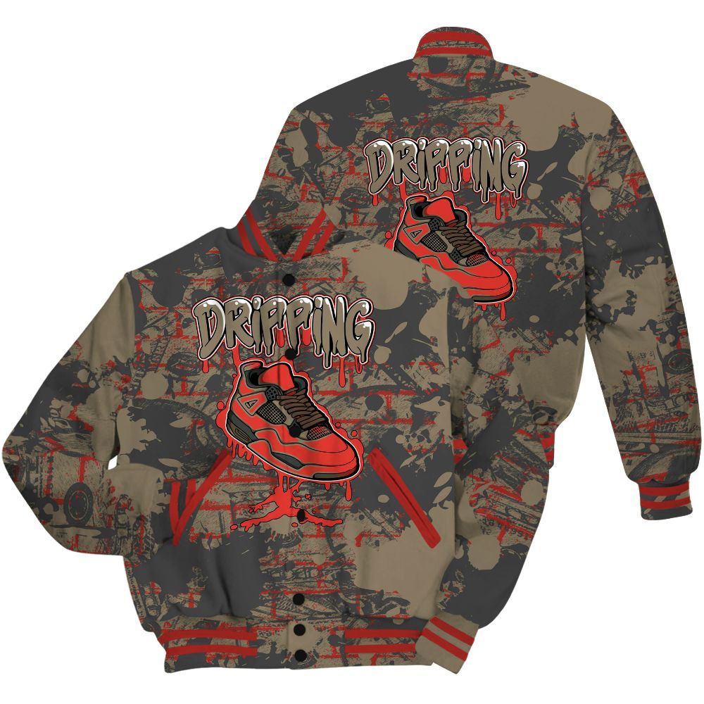 Varsity Jacket To Match Olive 9s Shirt - Dripping Shoe 4S Graphic Street Art All Over Print
