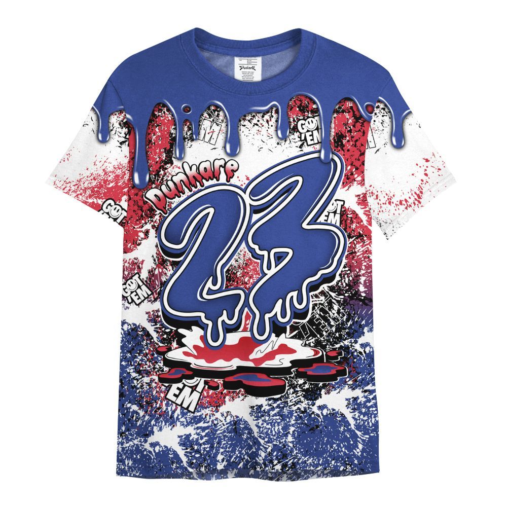 Shirt To Match Air Griffey Max USA Red White Blue 1s - Dripping 23 Drip All Over Print