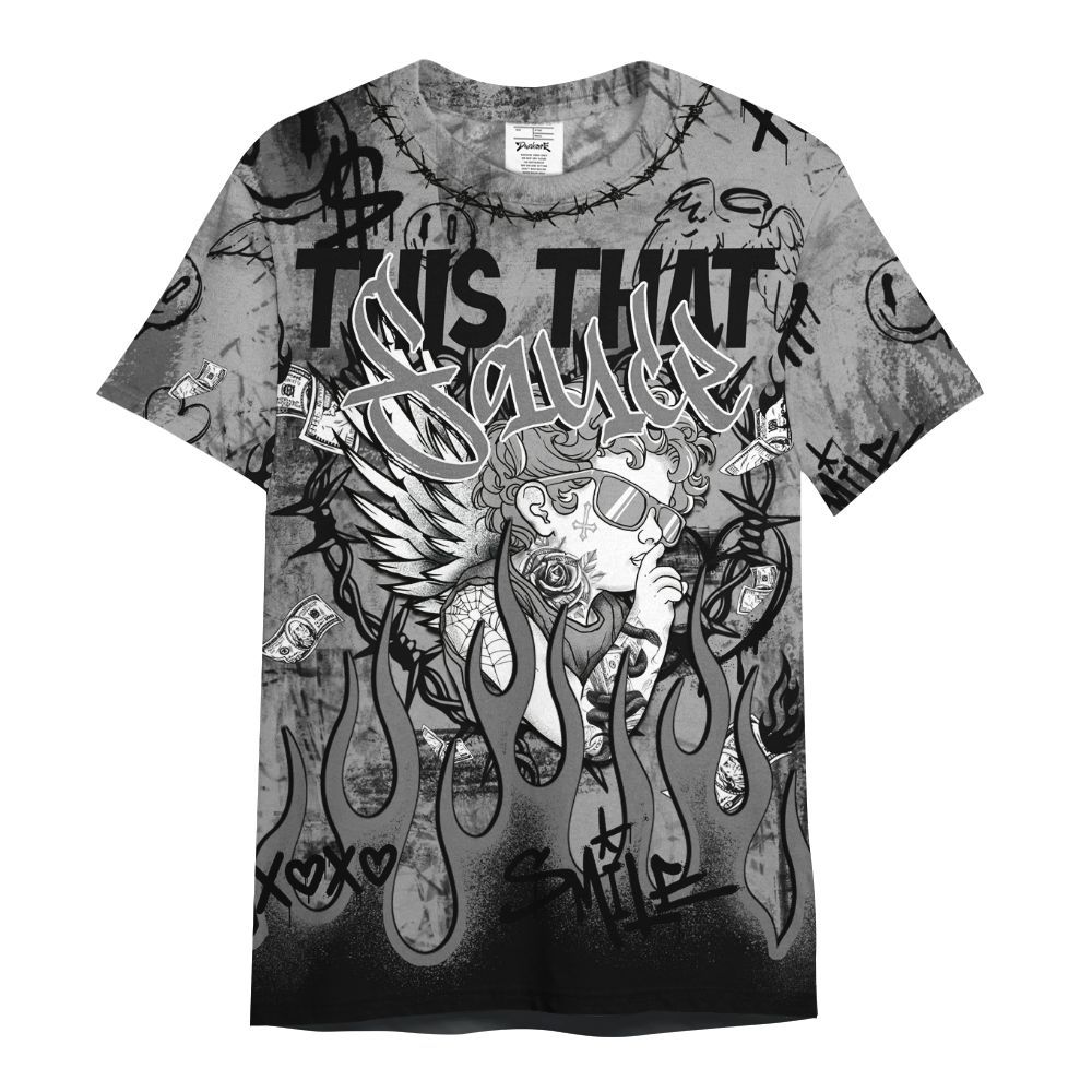 Shirt To Match Black Wolf Grey 12s - This That Sauce Angel All Over Print