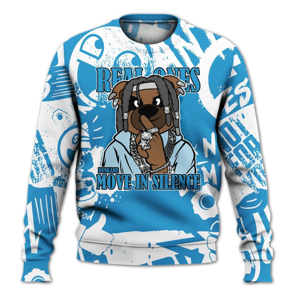 Sweatshirt To Match Powder Blue 9s - Silent Achievers Bear Monogram Graffiti All Over Print