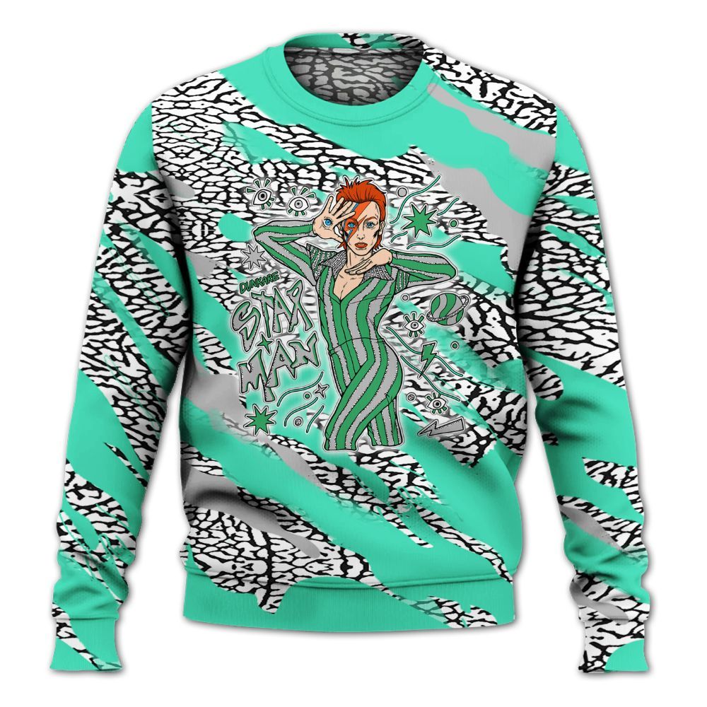 Sweatshirt To Match Black Green Glow 3s - Starmans Graphics Colored All Over Print