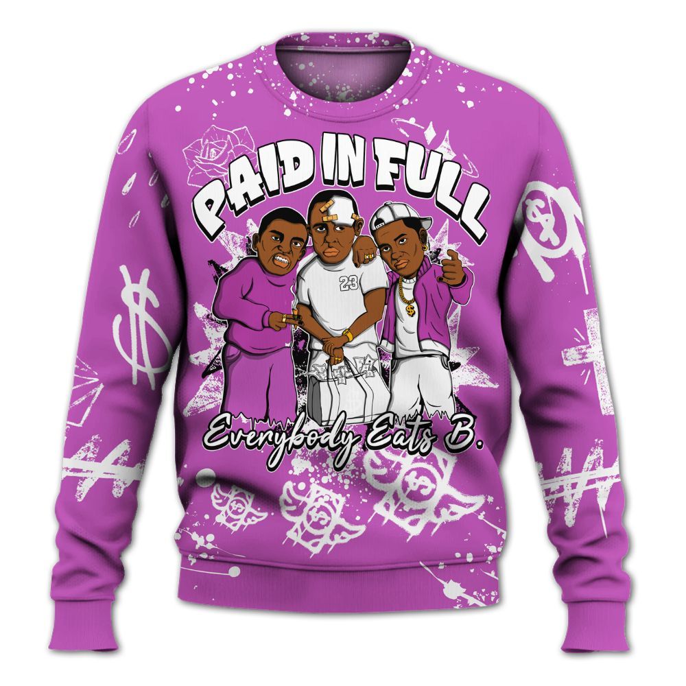 Sweatshirt To Match Hyper Violet 4s - Everybody Paid In Full Crayon All Over Print