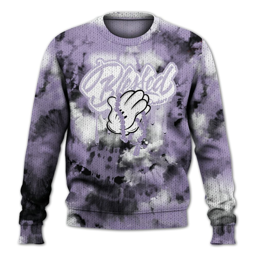 Knitted Sweater To Match Low Pure Violet 11s - God Blessed Tie Dye
