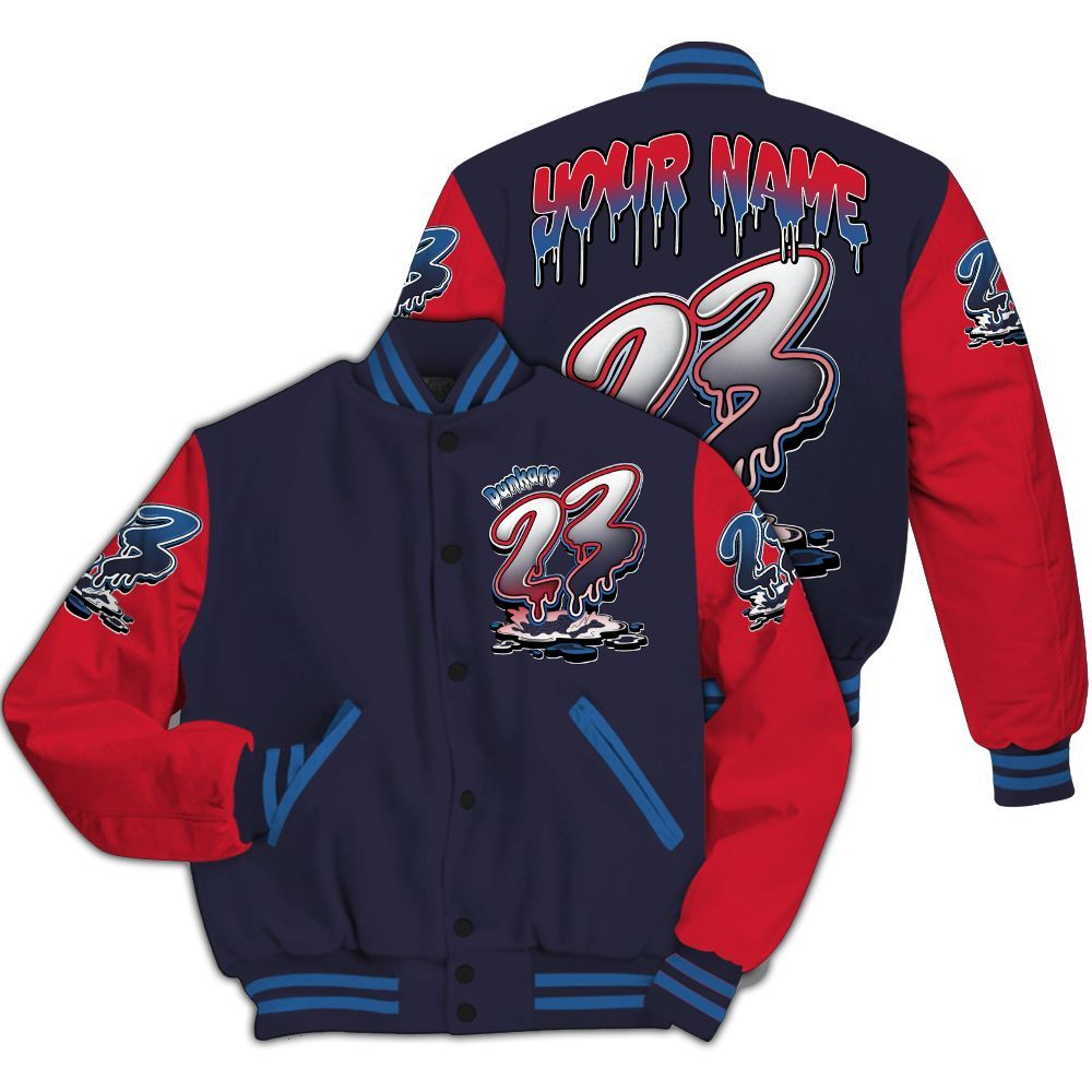 Varsity Jacket To Match Sports Renaissance 3s - Custom Name 23 Drip All Over Print