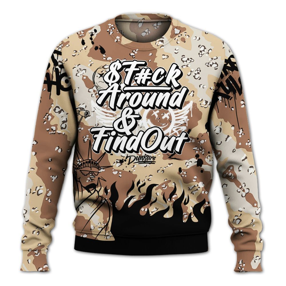 Sweatshirt To Match Desert Camo 3s - Graphic Fck Around Find Out All Over Print