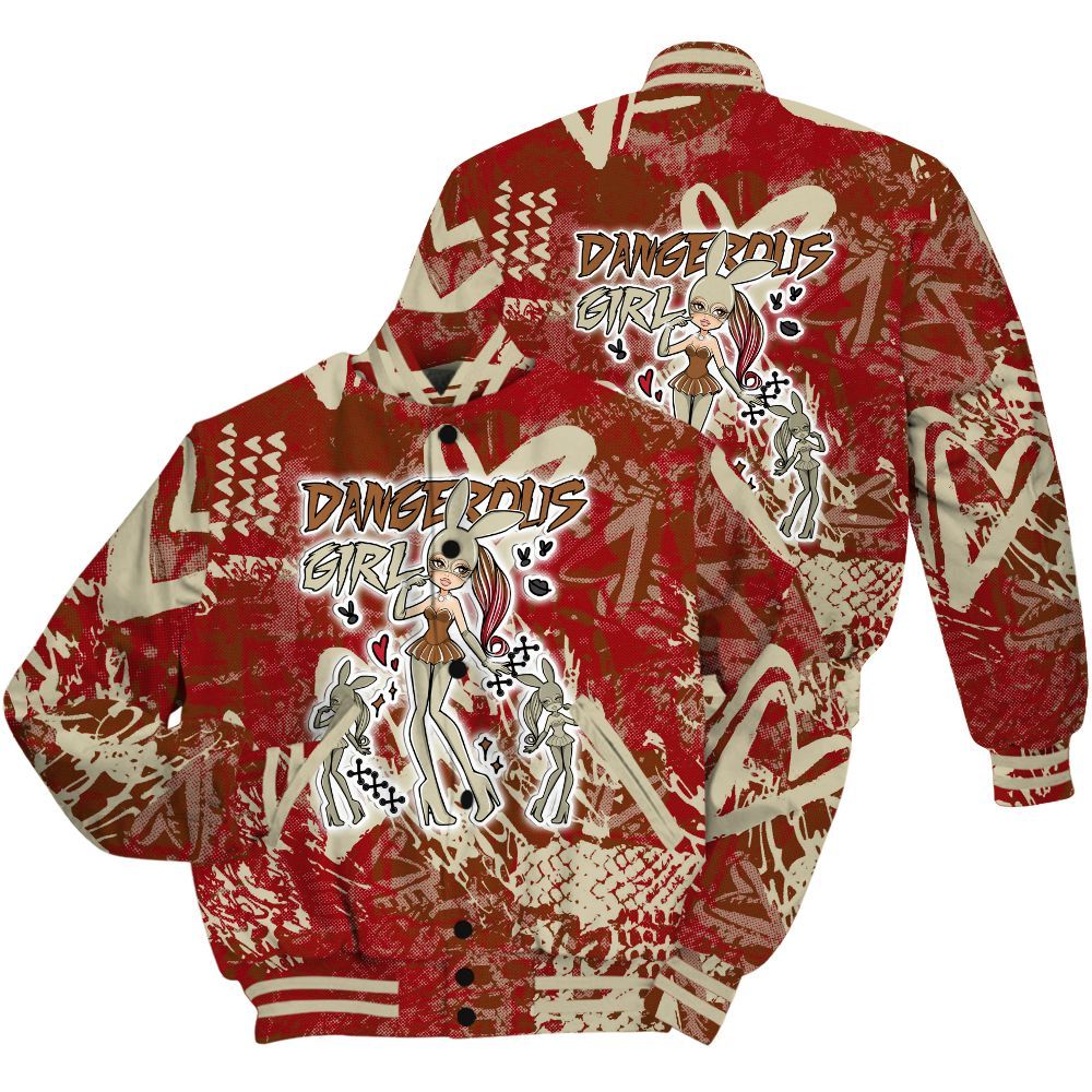 Varsity Jacket To Match Archaeo Brown 5s Shirt - Dangerous.Girl Heart Grunge All Over Print