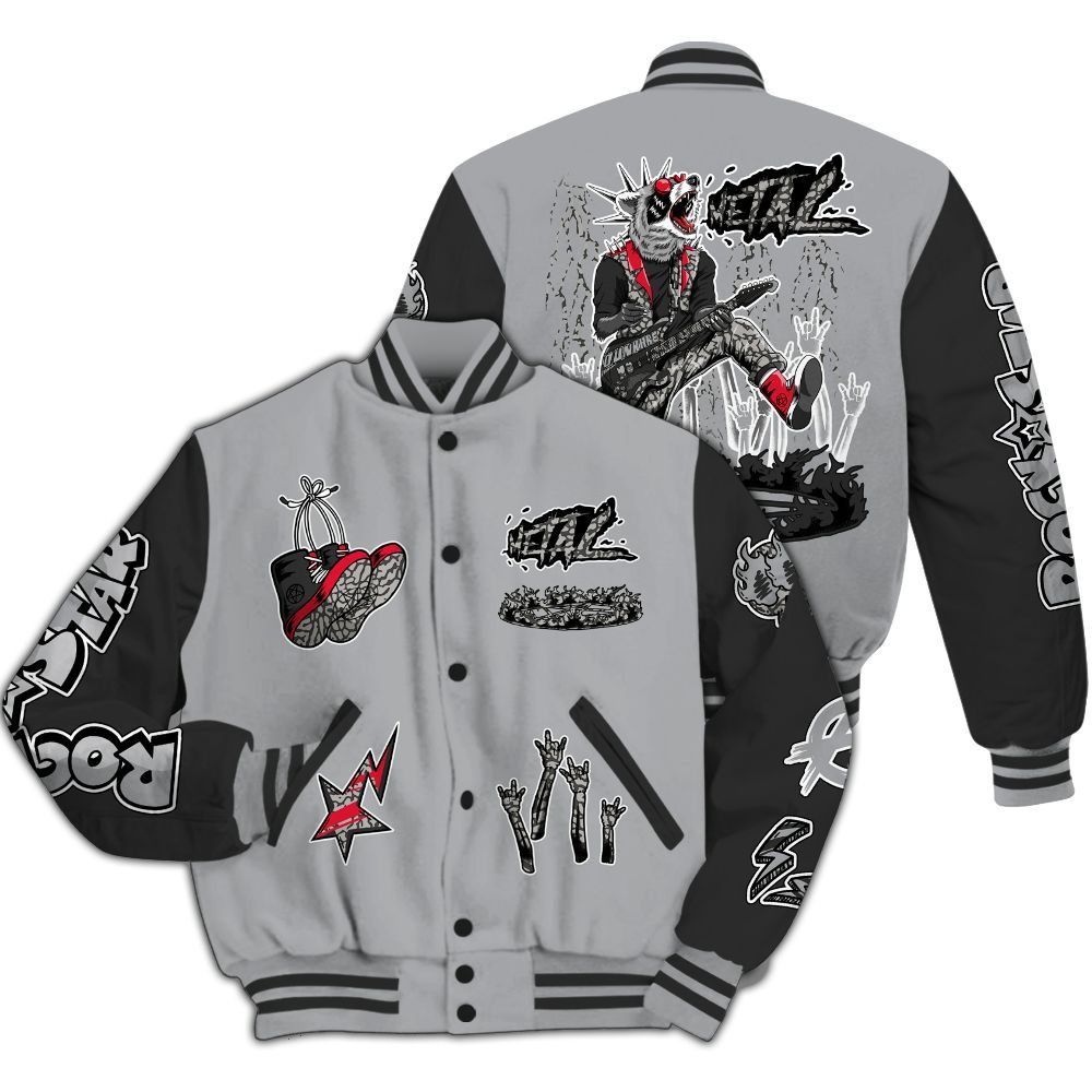 Varsity Jacket To Match Black Cement 3s - Punk Rock Raccoon All Over Print