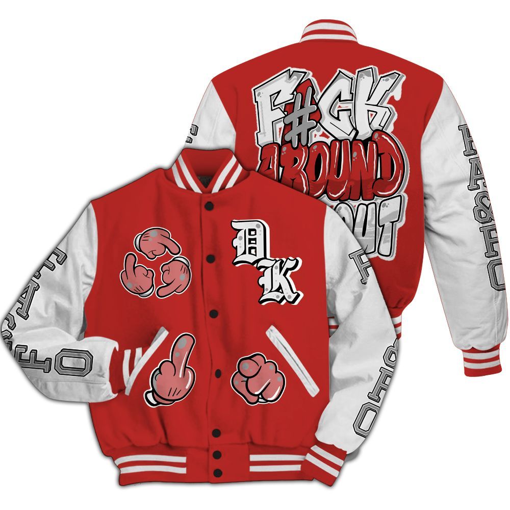 Varsity Jacket To Match Bred Reimagined 4s - F Around Find Out Graphic All Over Print