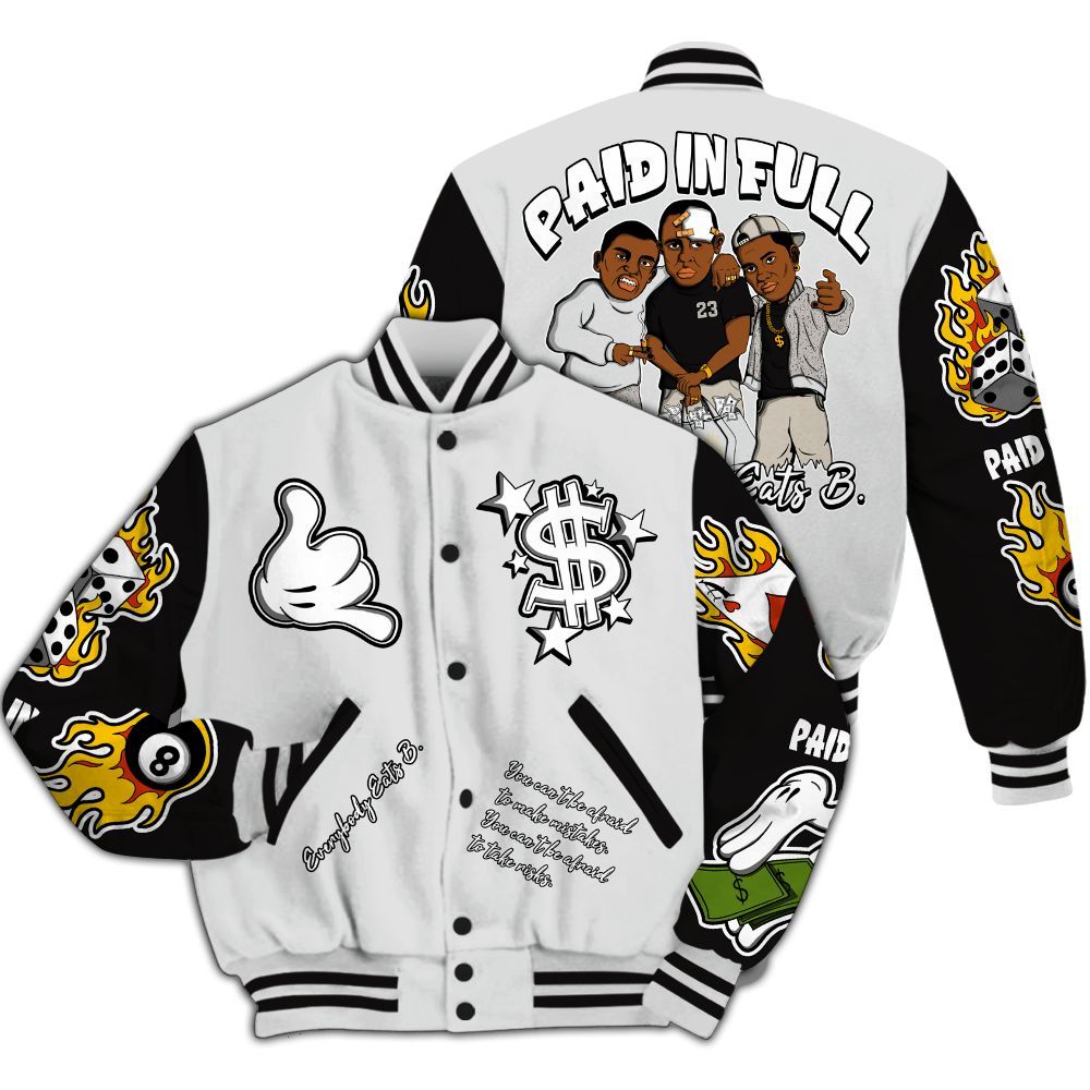 Varsity Jacket To Match Retro Reverse Metallic 5s - Everybody Paid In Full Graphic All Over Print
