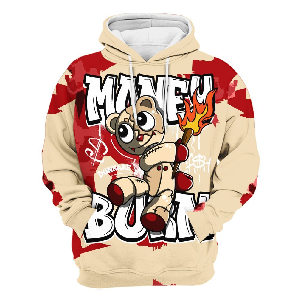 Hoodie To Match Dunk Low Strawberry Waffle - Money Burn Retro All Over Print