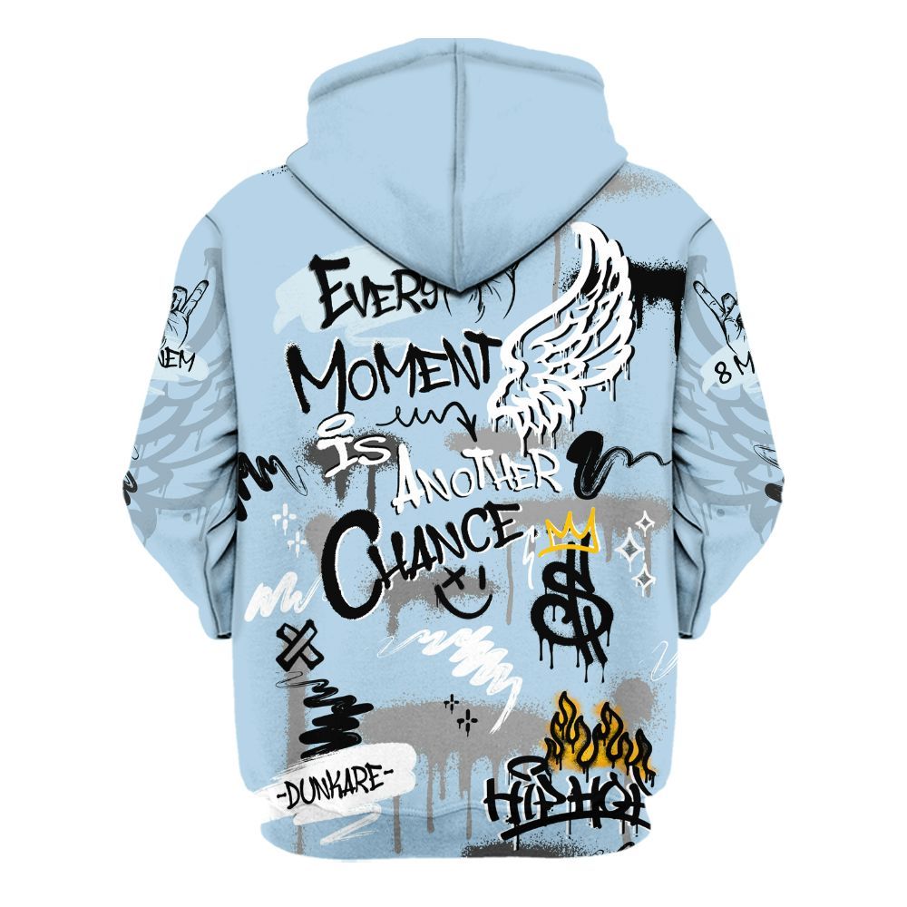 Hoodie To Match Foamposite One Psychic Blue - 8Mile Movie Graffiti All Over Print