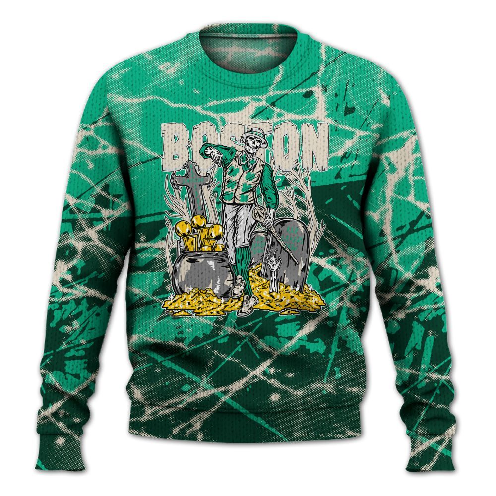 Knitted Sweater To Match Oxidized Green 4s - Goldrush Skeleton Profound