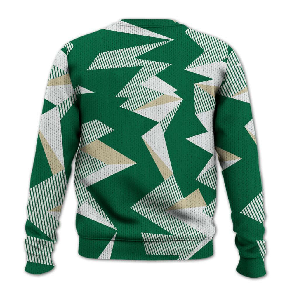 Knitted Sweater To Match Pine Green 4s - Geometric Camouflage Pattern