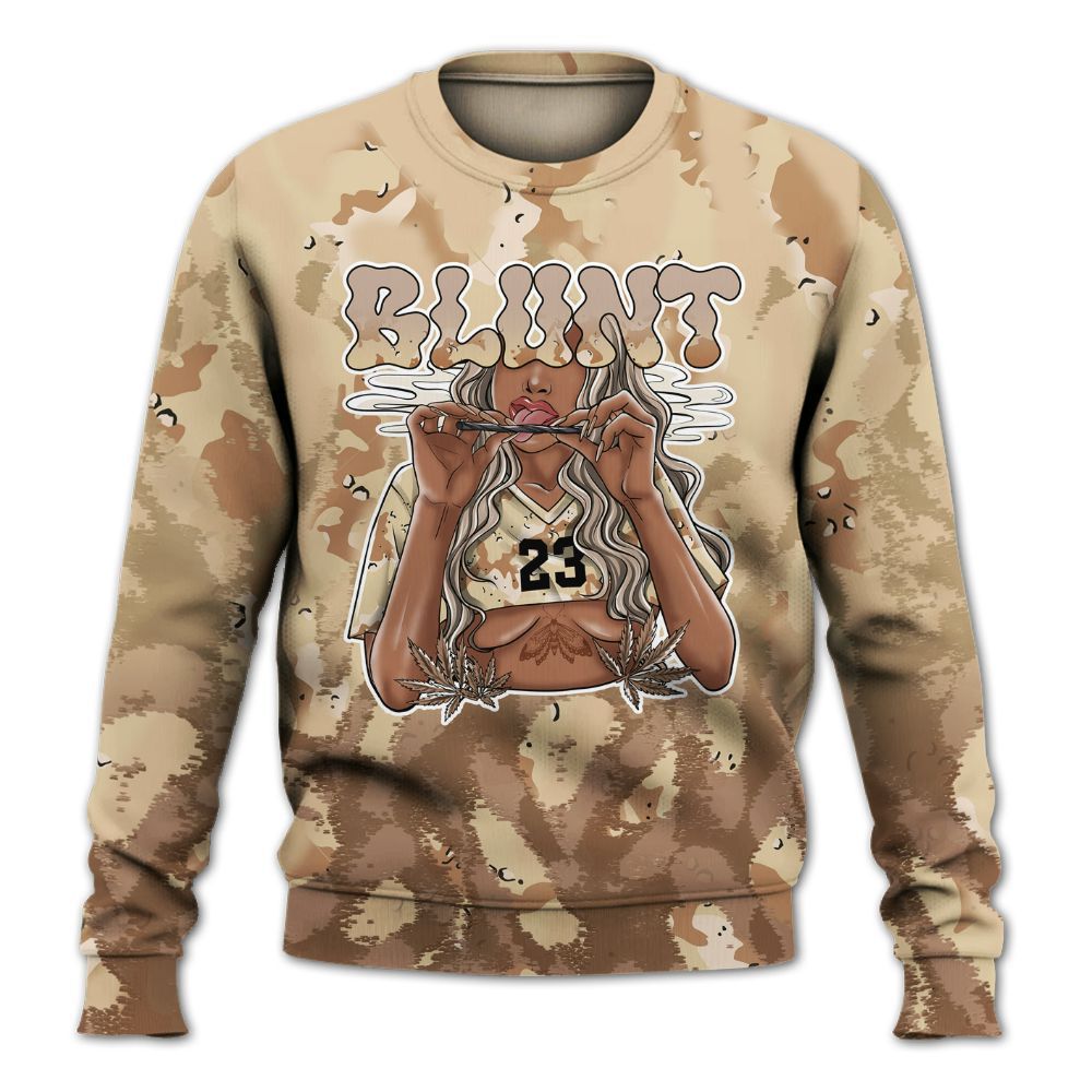 Sweatshirt To Match Desert Camo 3s - Bluntz Burnz All Over Print