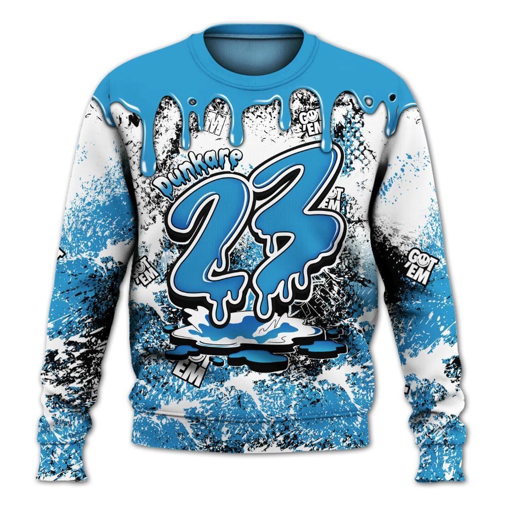 Sweatshirt To Match Powder Blue 9s - Dripping 23 Drip All Over Print