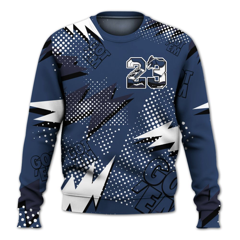 Sweatshirt To Match Low 85 Metallic Blue 1s - Custom Name Number 23 5s All Over Print