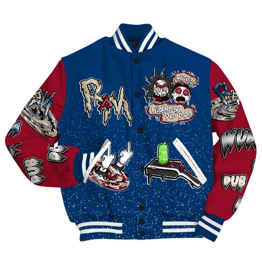 Varsity Jacket To Match Rare Air 4s - Wubba Rick Drip All Over Print