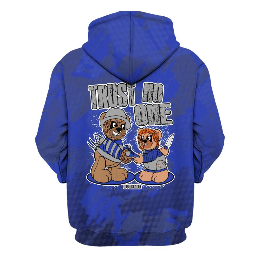 Hoodie To Match Air Max Plus Black Racer Blue - Trust No One Bear Abstract Halftone All Over Print