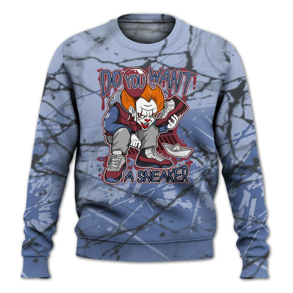 Sweatshirt To Match Black Metallic 5s - Clown Scary Sneakers Halloween Graphic All Over Print