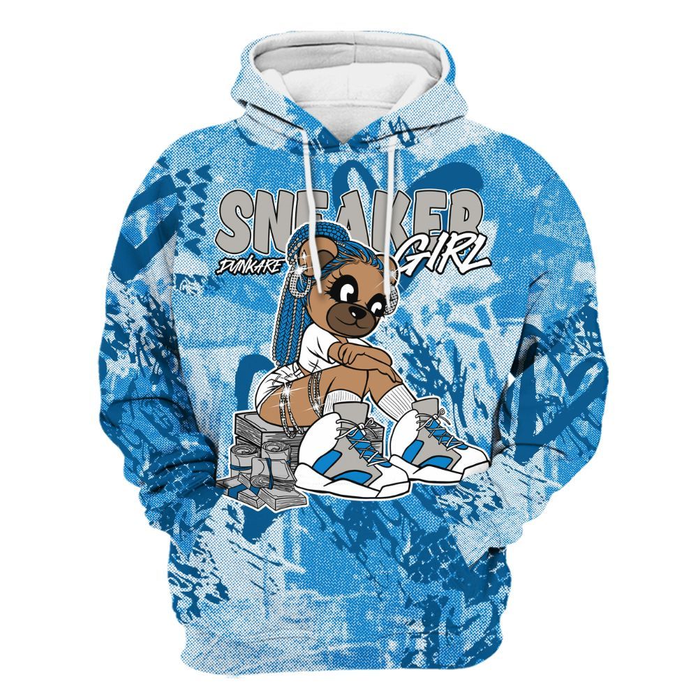 Hoodie To Match Industrial Blue 4s - Sneaker Girl Bear Heart Grunge All Over Print