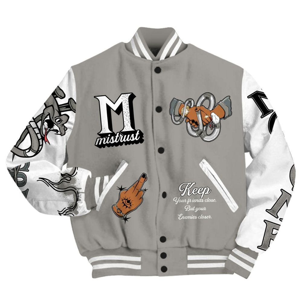 Varsity Jacket To Match Cool Grey 9s - Trust No One Snake-Bite Street Style All Over Print