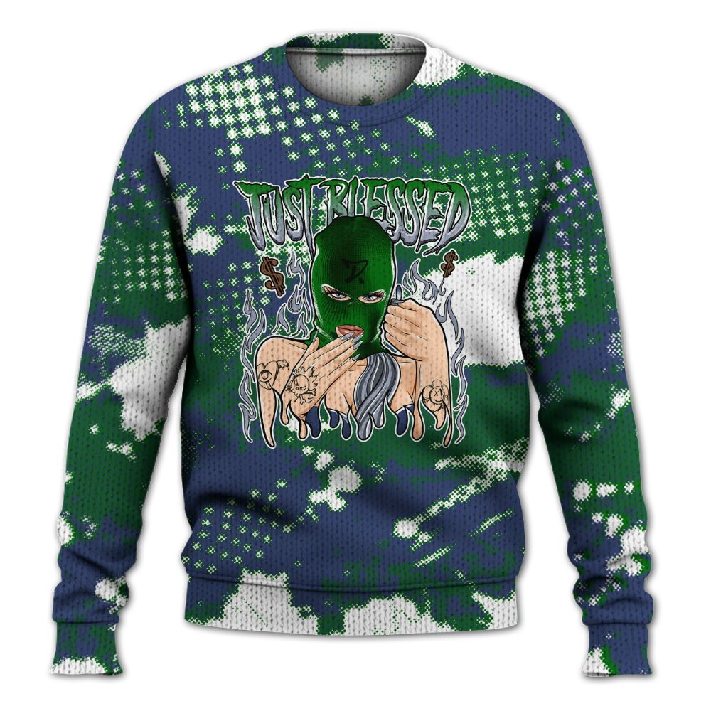 Knitted Sweater To Match Midnight Navy 13s - Blessed!! Smoke Dot