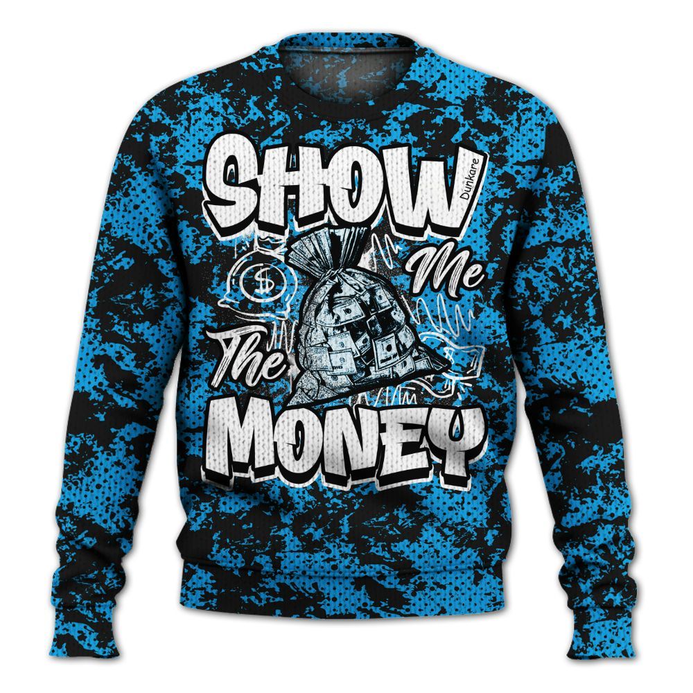 Knitted Sweater To Match Black University Blue 2022 13s - Show Me The Money Retro